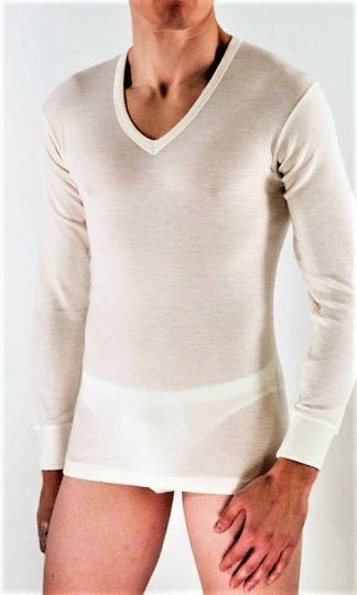 V-neck short sleeves brushed cotton